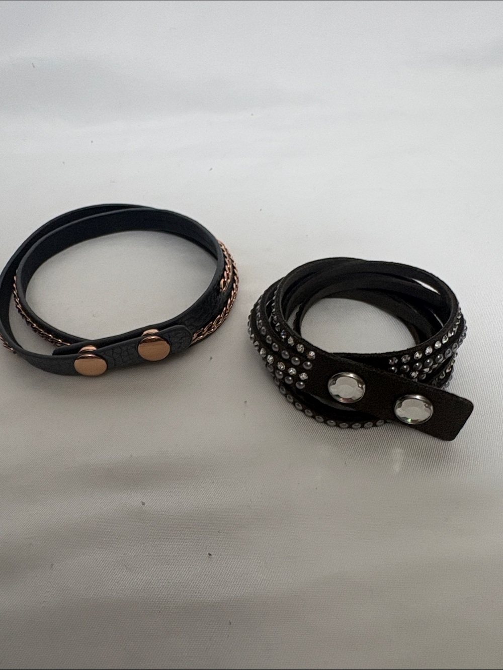 Source Unknown 1 Dark Blue an 1 Brown Double-Wrap Bracelet.
